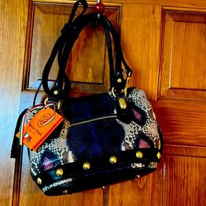 New Marino Orlandi Leather Satchel Double Handle NWT Made in Italy Unique